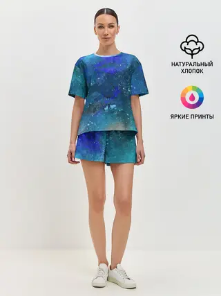 Женская пижама с шортами / Космическое облако
