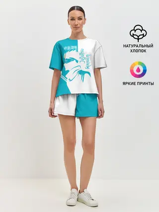 Женская пижама с шортами / Годжо Сатору бирюзовый Магическая битва