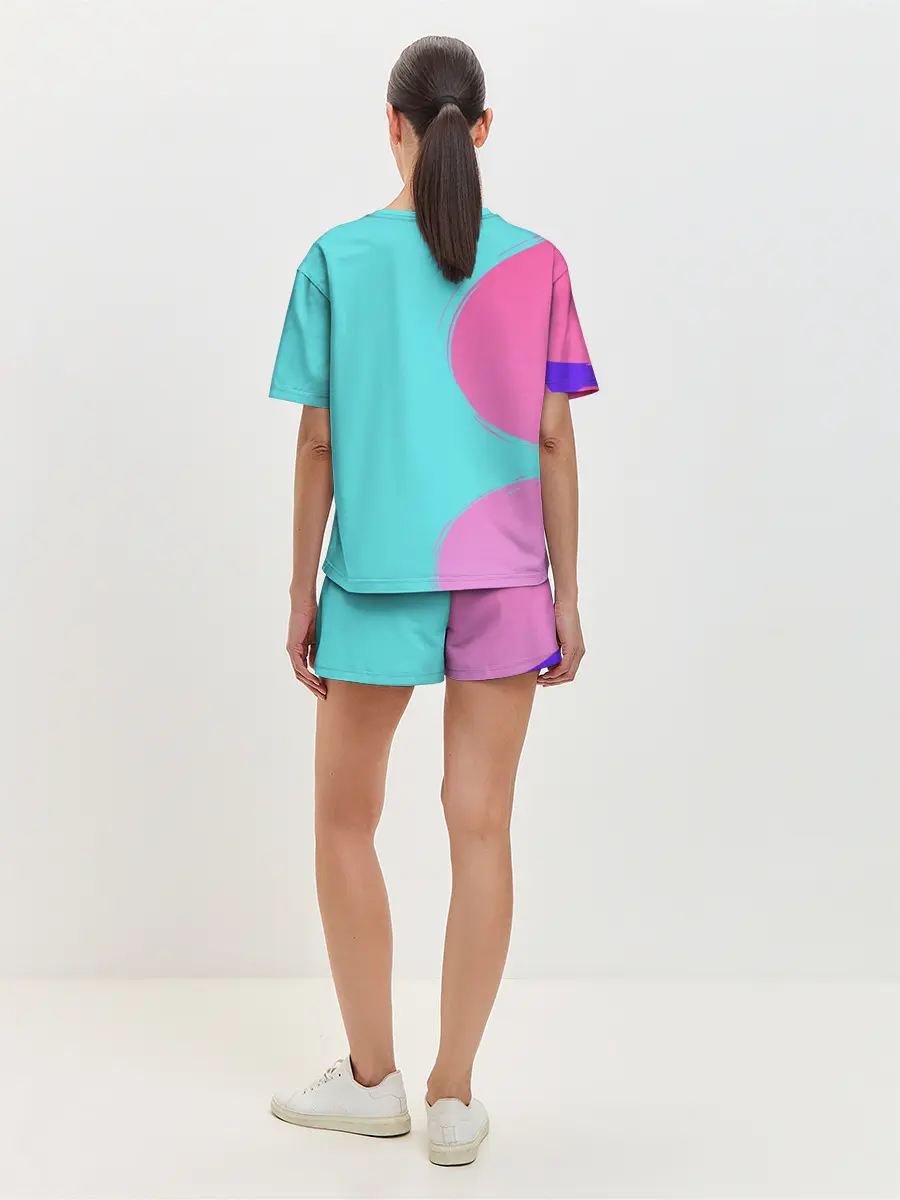 Женская пижама с шортами / Розово-голубой градиент