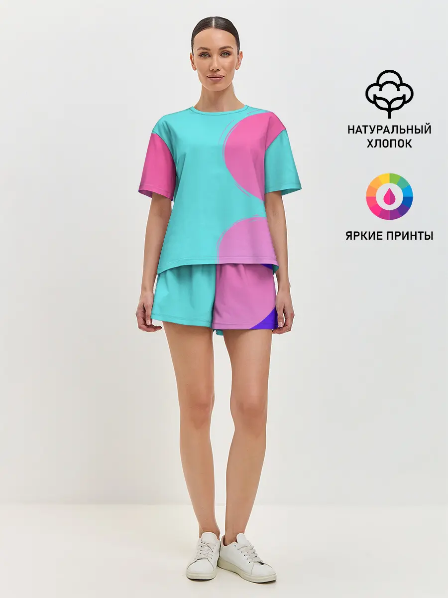 Женская пижама с шортами / Розово-голубой градиент