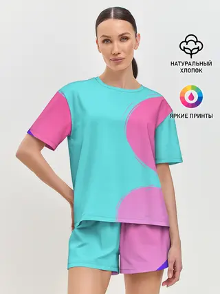 Женская пижама с шортами / Розово-голубой градиент