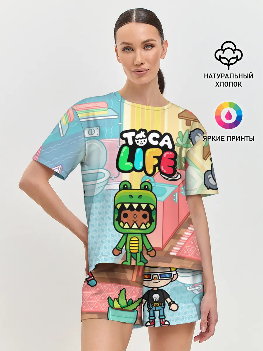 Женская пижама с шортами / Toca Boca | Тока бока костюм крокодила