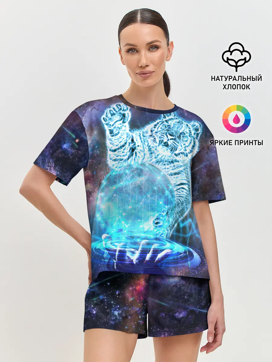 Женская пижама с шортами / Звездный тигр