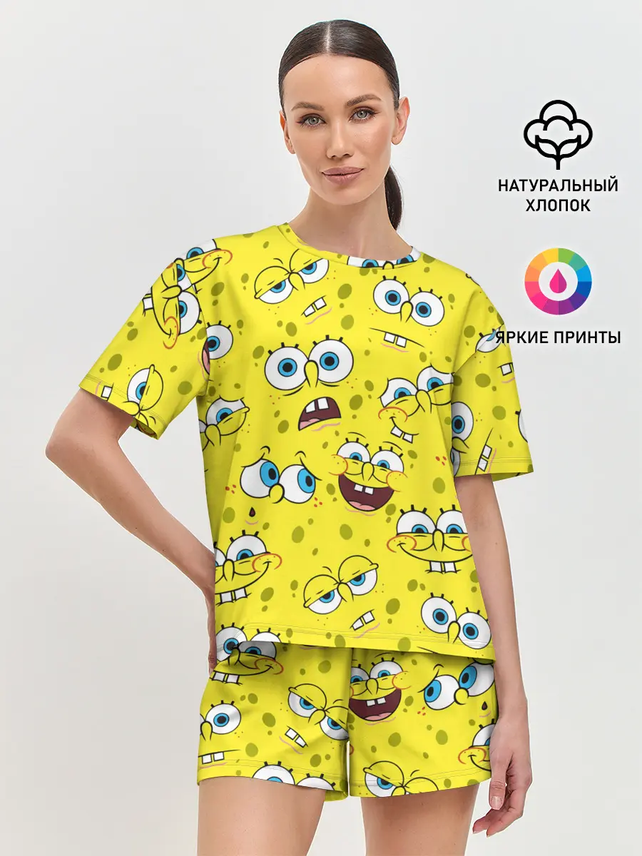 Женская пижама с шортами / Губка Боб / SpongeBob pattern