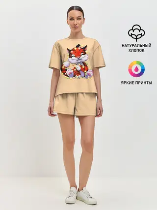 Женская пижама с шортами / Новогодний тигрёнок