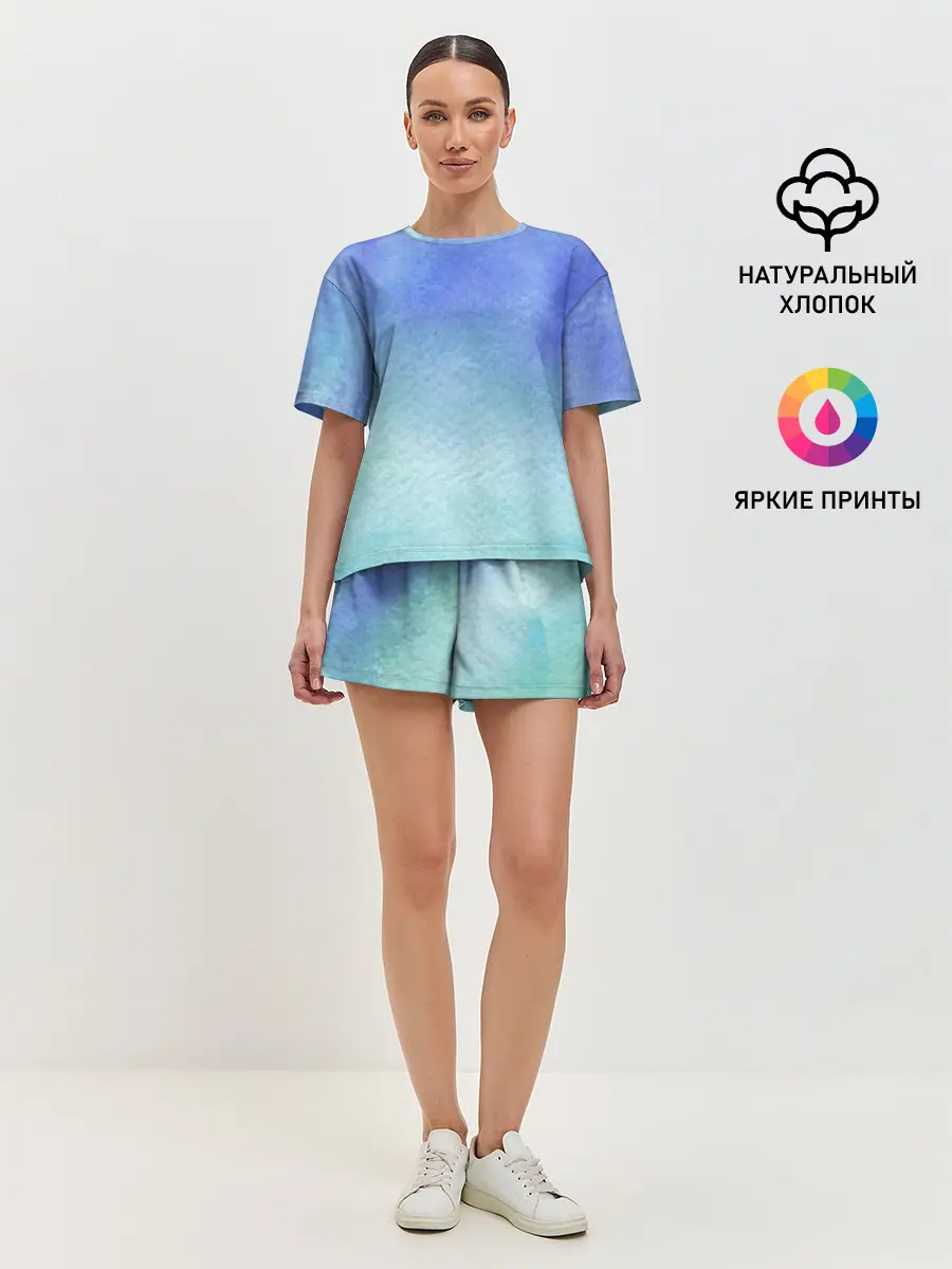 Женская пижама с шортами / Небесная синева