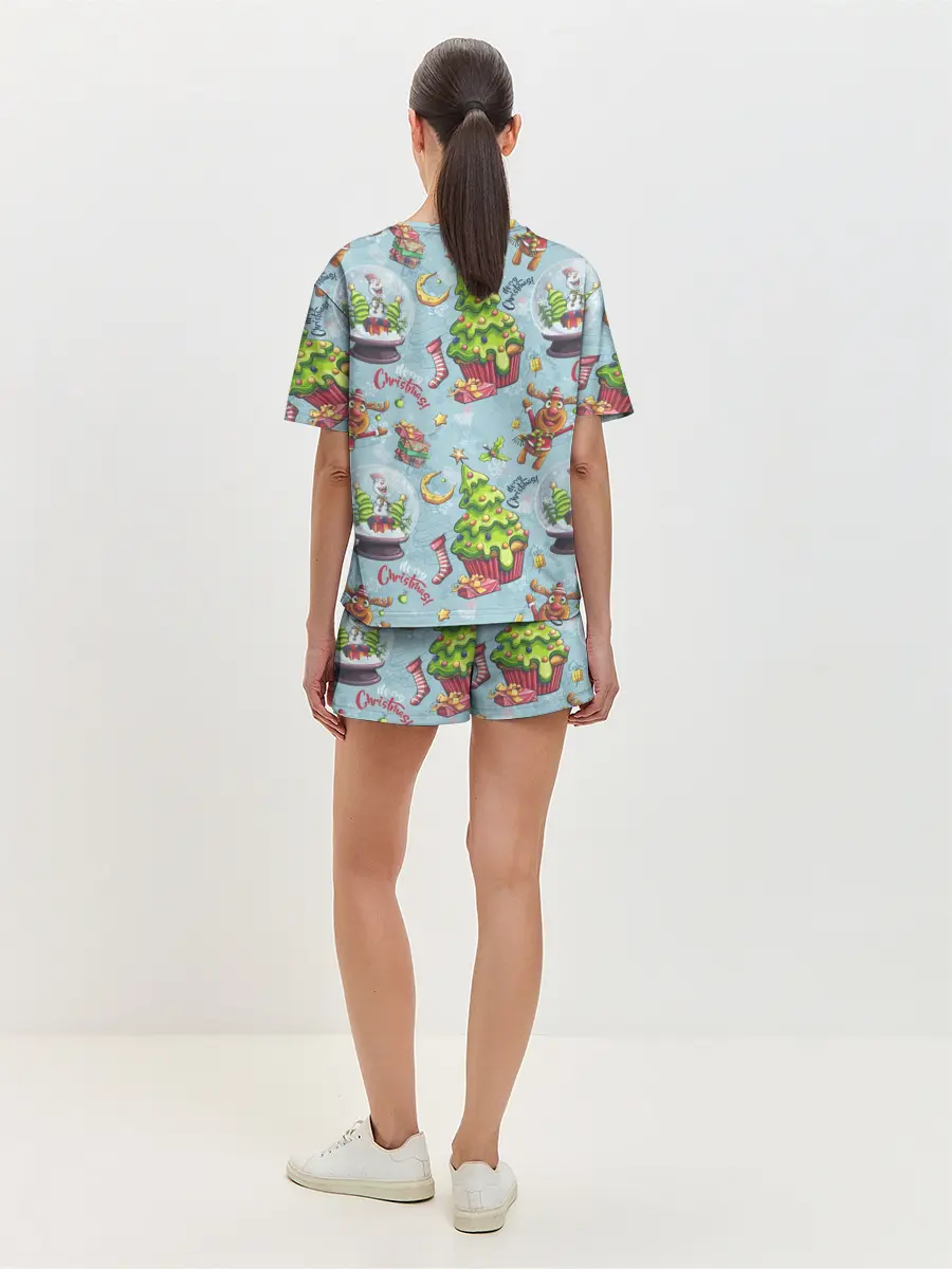 Женская пижама с шортами / Merry Christmas Pattern