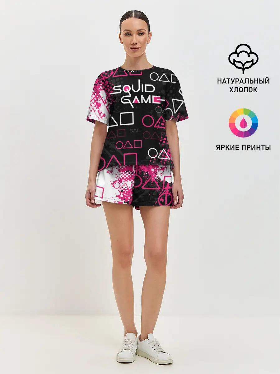 Женская пижама с шортами / ИГРА В КАЛЬМАРА / ГРАНЖ ЛОГО
