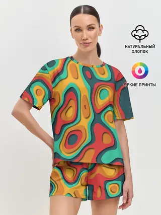 Женская пижама с шортами / 3D узор Color
