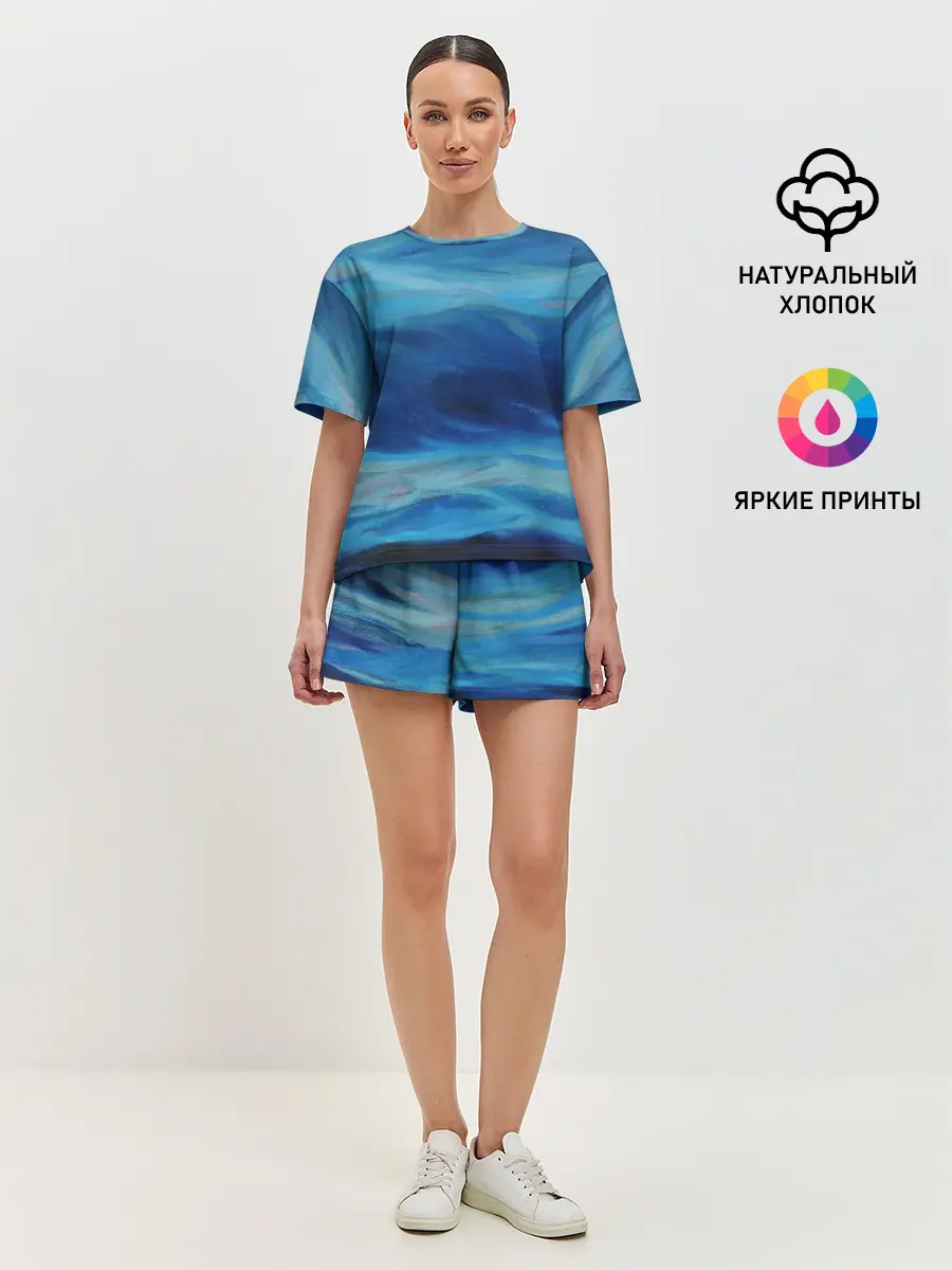 Женская пижама с шортами / Акварельное море