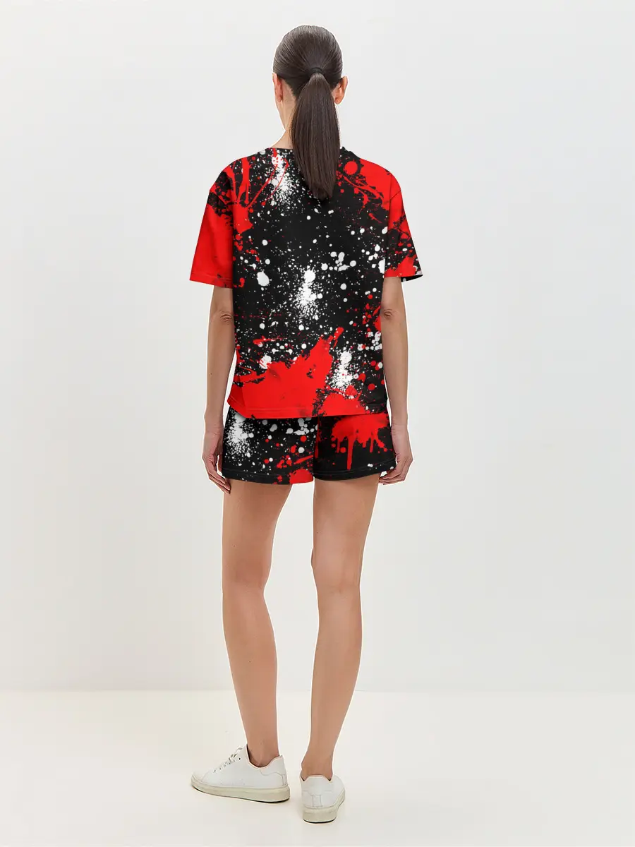 Женская пижама с шортами / Free Fire: Брызги и капли красок.