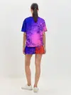 Женская пижама с шортами / Абстрактный пурпурно-синий