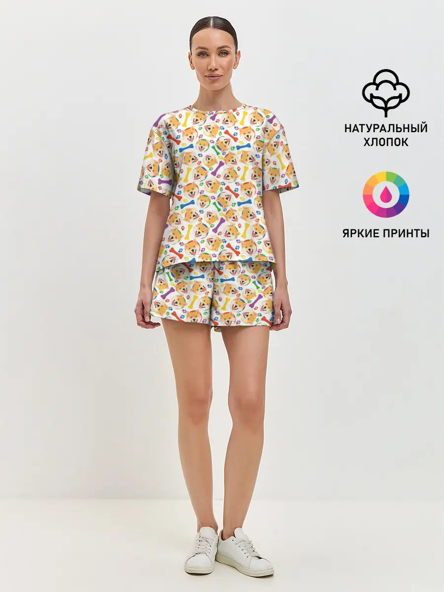 Женская пижама с шортами / Сиба Ину