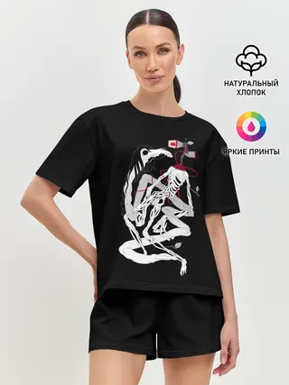 Женская пижама с шортами / СИРЕНОГОЛОВЫЙ И ЛОШАДЬ | SIREN HEAD & HORSE