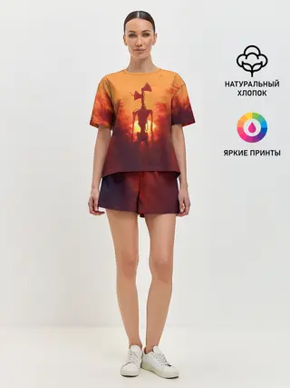 Женская пижама с шортами / СИРЕНОГОЛОВЫЙ НА ЗАКАТЕ