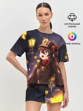 Женская пижама с шортами / Ху Тао. Genshin Impact