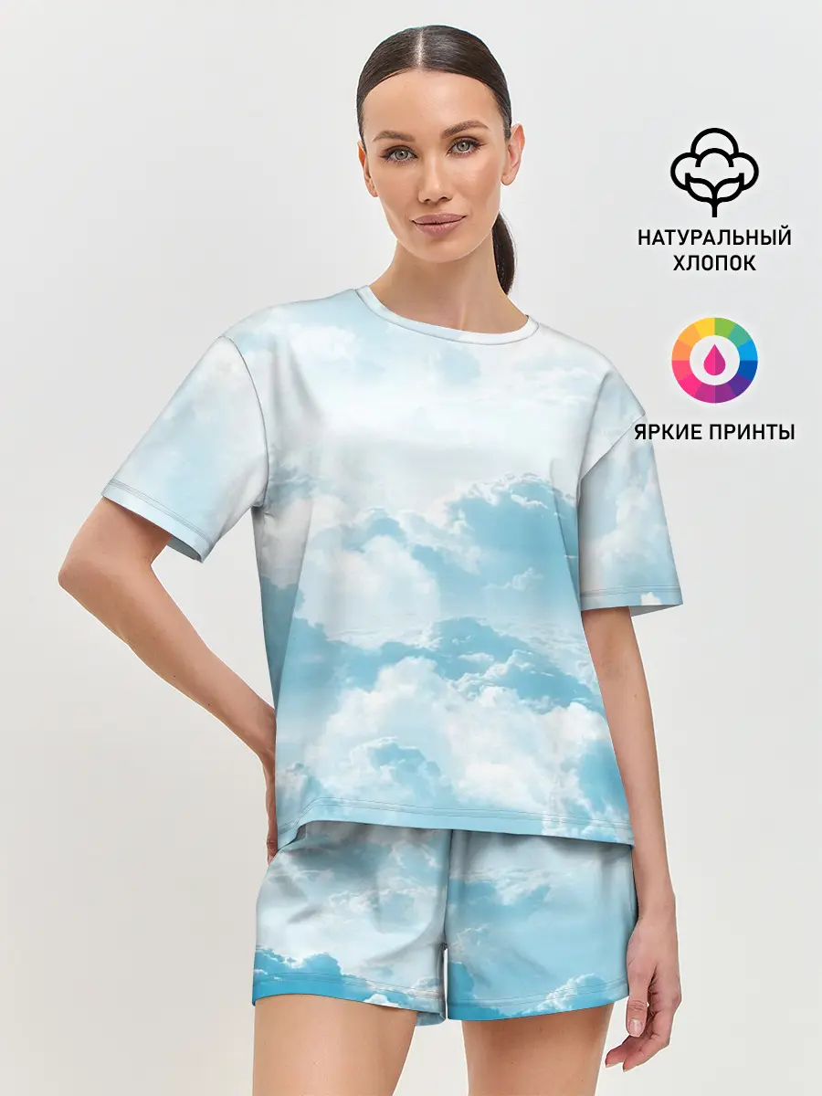 Женская пижама с шортами / Плотные облака