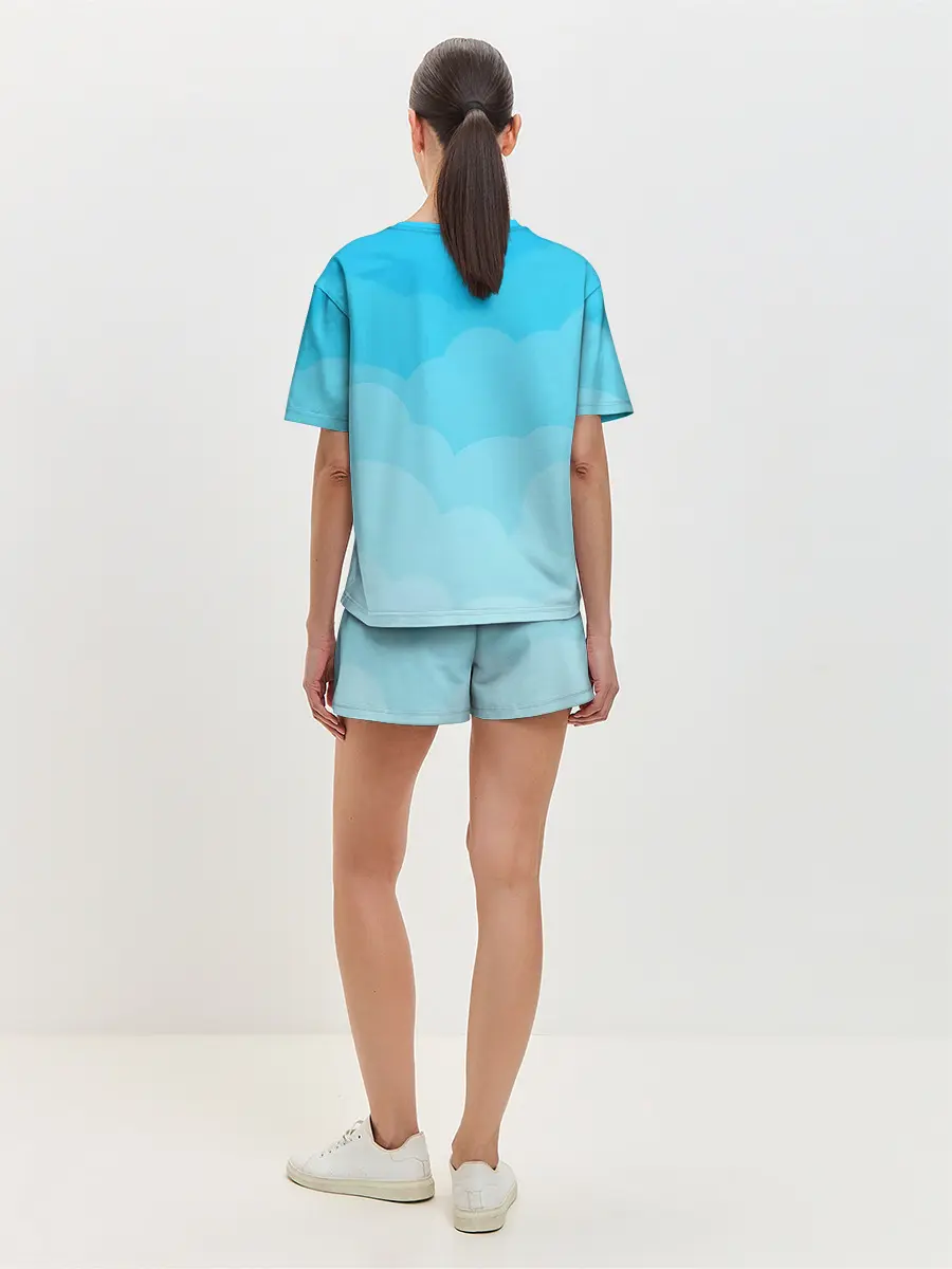 Женская пижама с шортами / Голубые облака