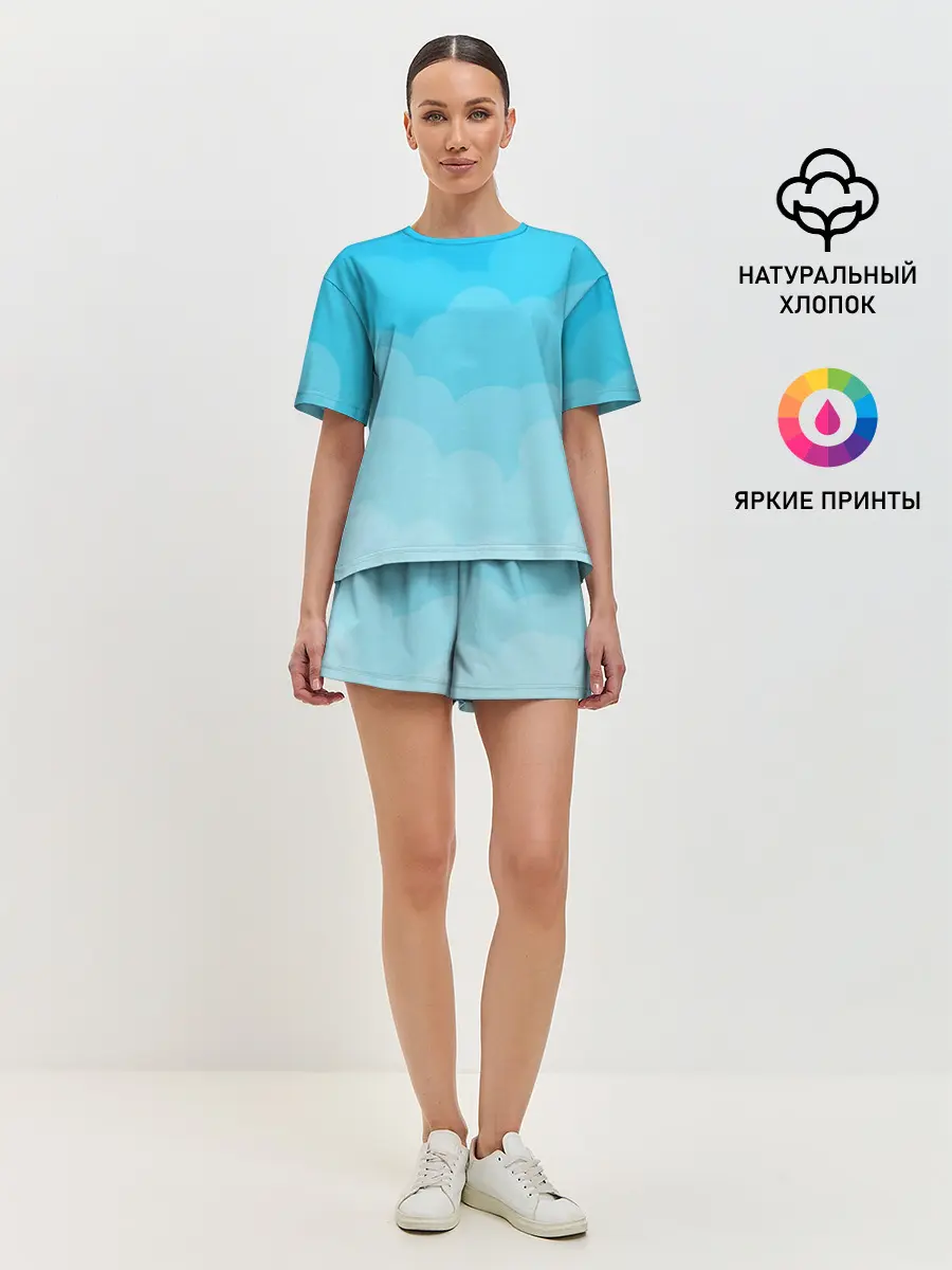 Женская пижама с шортами / Голубые облака