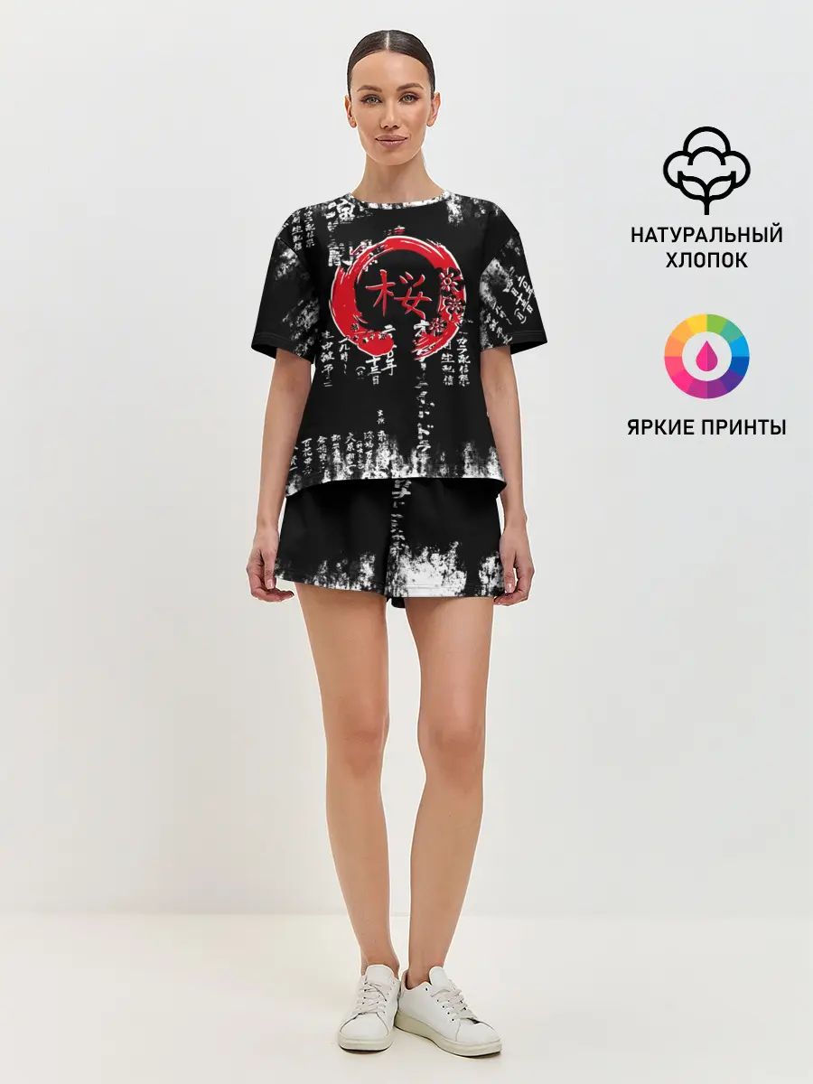 Женская пижама с шортами / Кандзи Сакура Иероглифы Аниме
