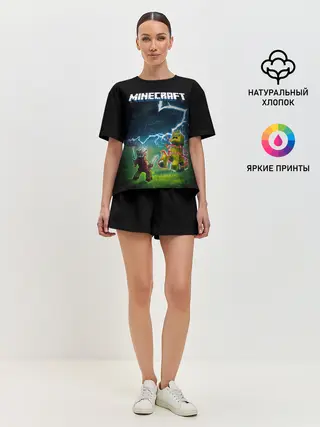 Женская пижама с шортами / Бой Стива с Крипером под ударом молнии