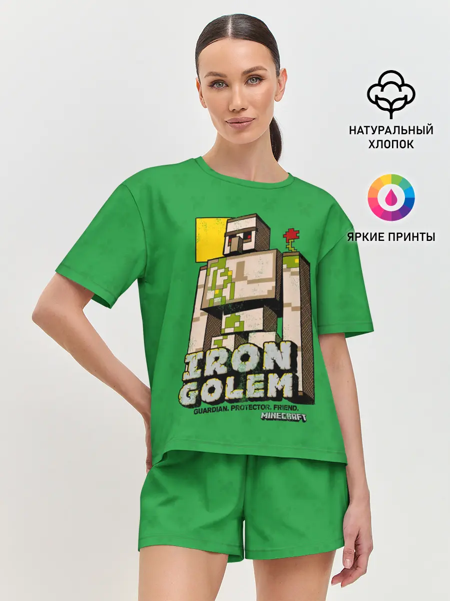 Женская пижама с шортами / Железный Голем - Minecraft