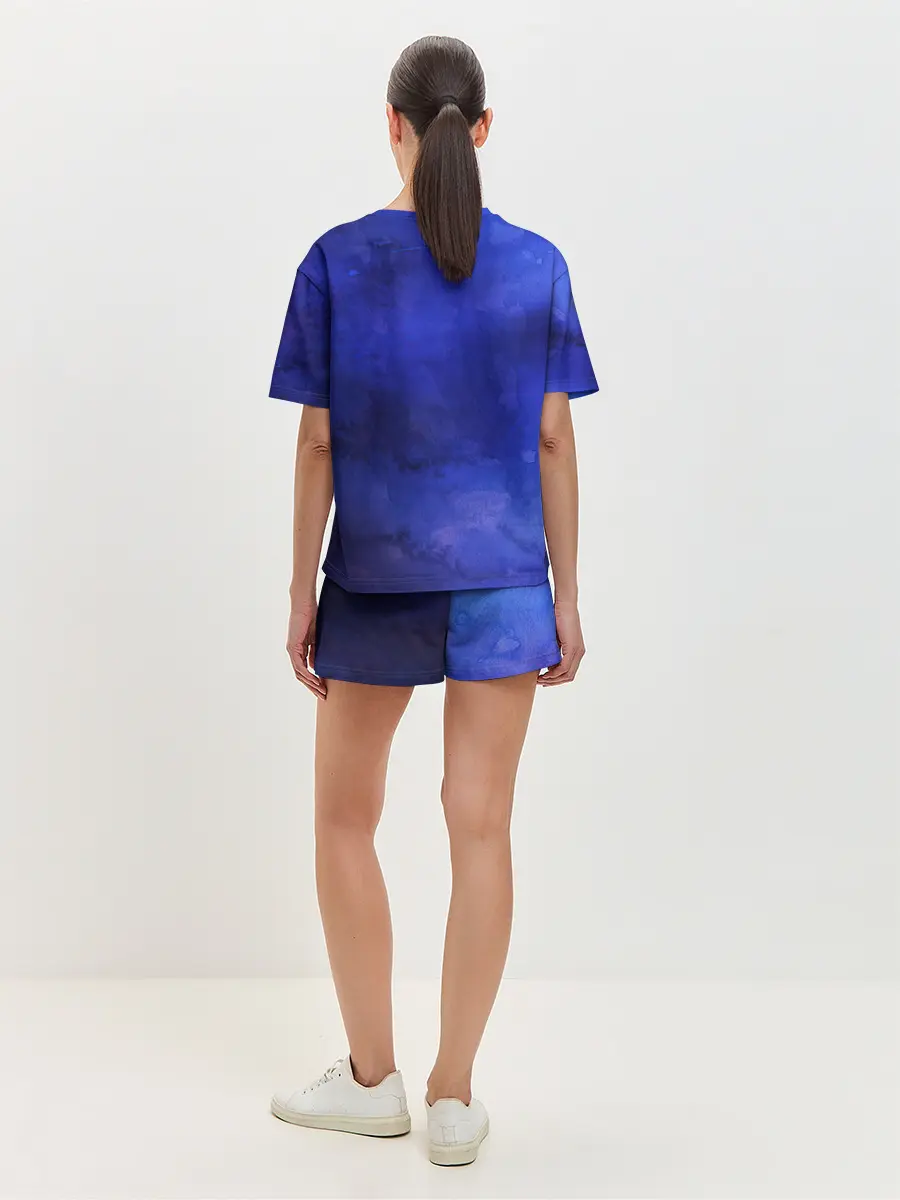 Женская пижама с шортами / Синее размытие