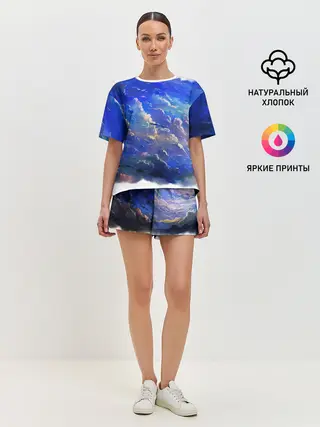Женская пижама с шортами / Высокие облака
