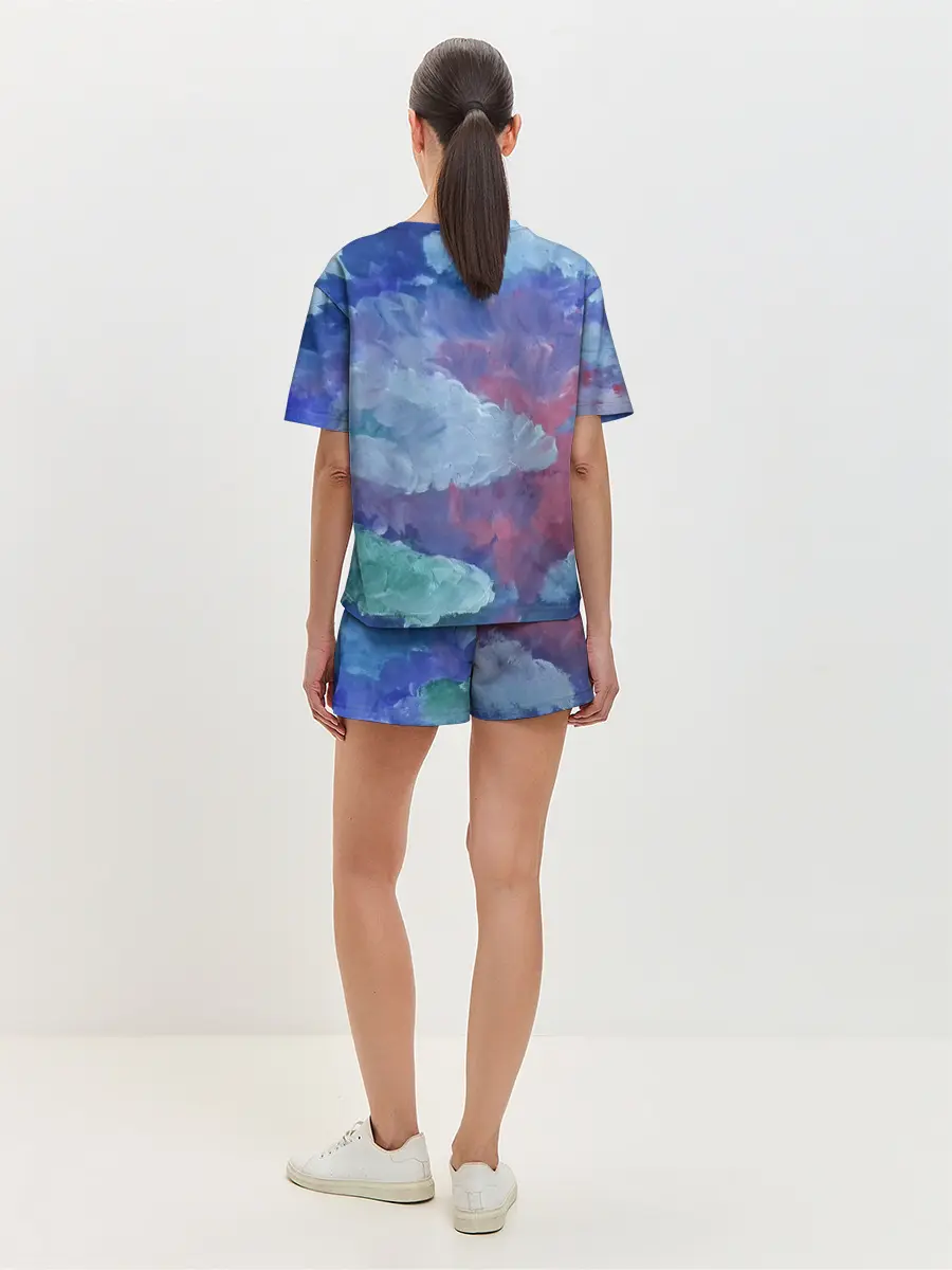 Женская пижама с шортами / Гуашевые облака
