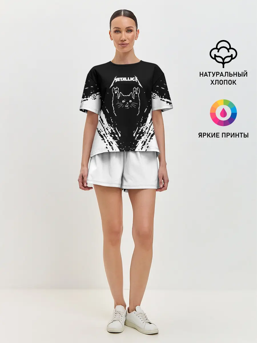 Женская пижама с шортами / Мяуталлика / Meowtallica.