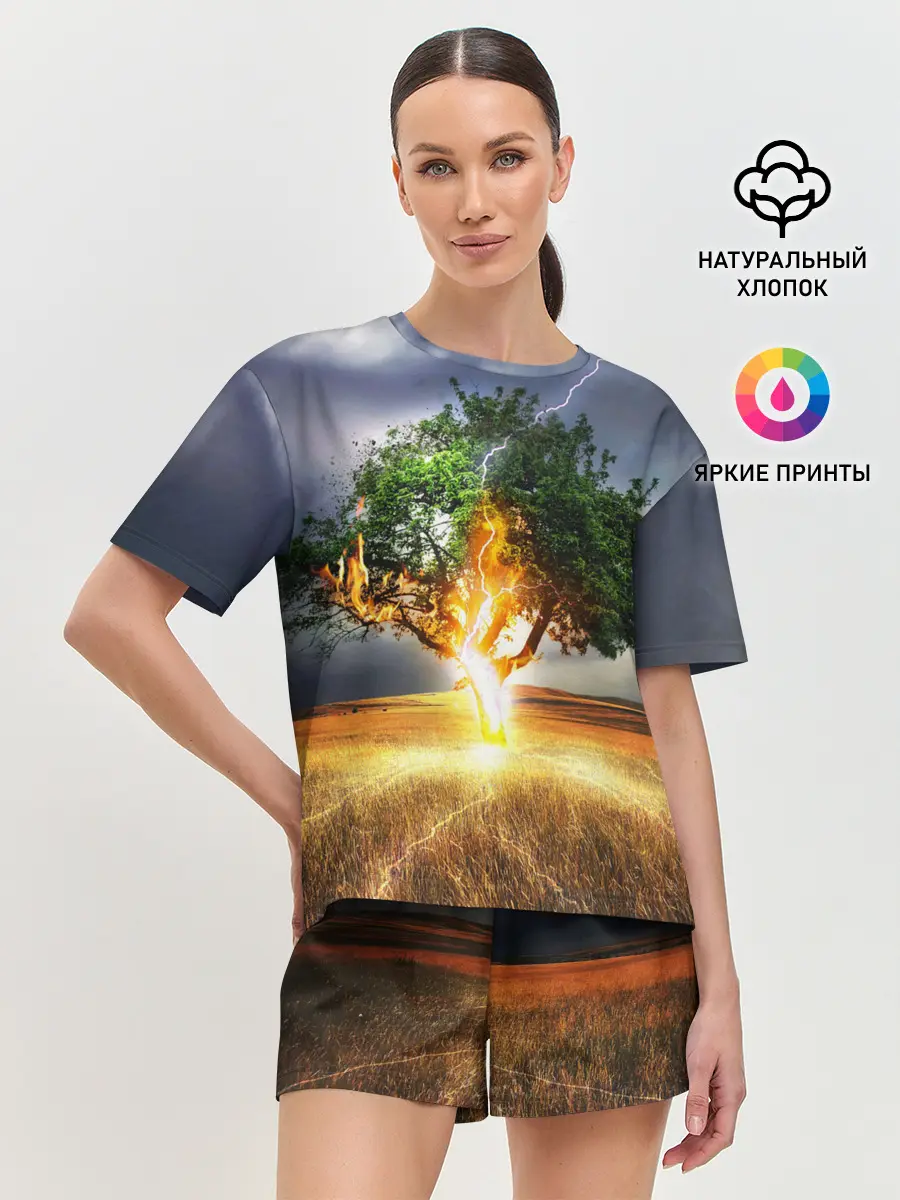 Женская пижама с шортами / Удар молнией