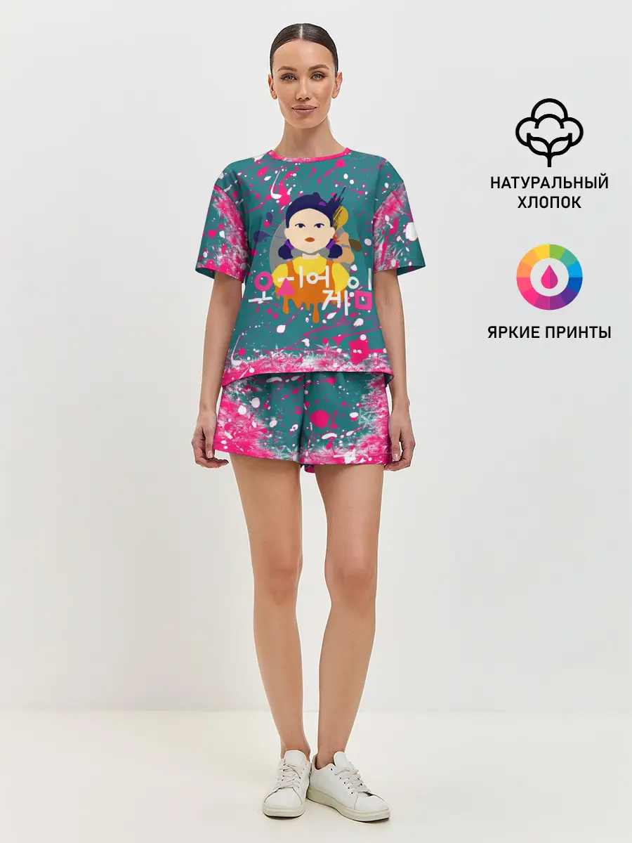 Женская пижама с шортами / ИГРА В КАЛЬМАРА SQUID GAME КУКЛА