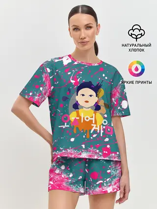 Женская пижама с шортами / ИГРА В КАЛЬМАРА SQUID GAME КУКЛА