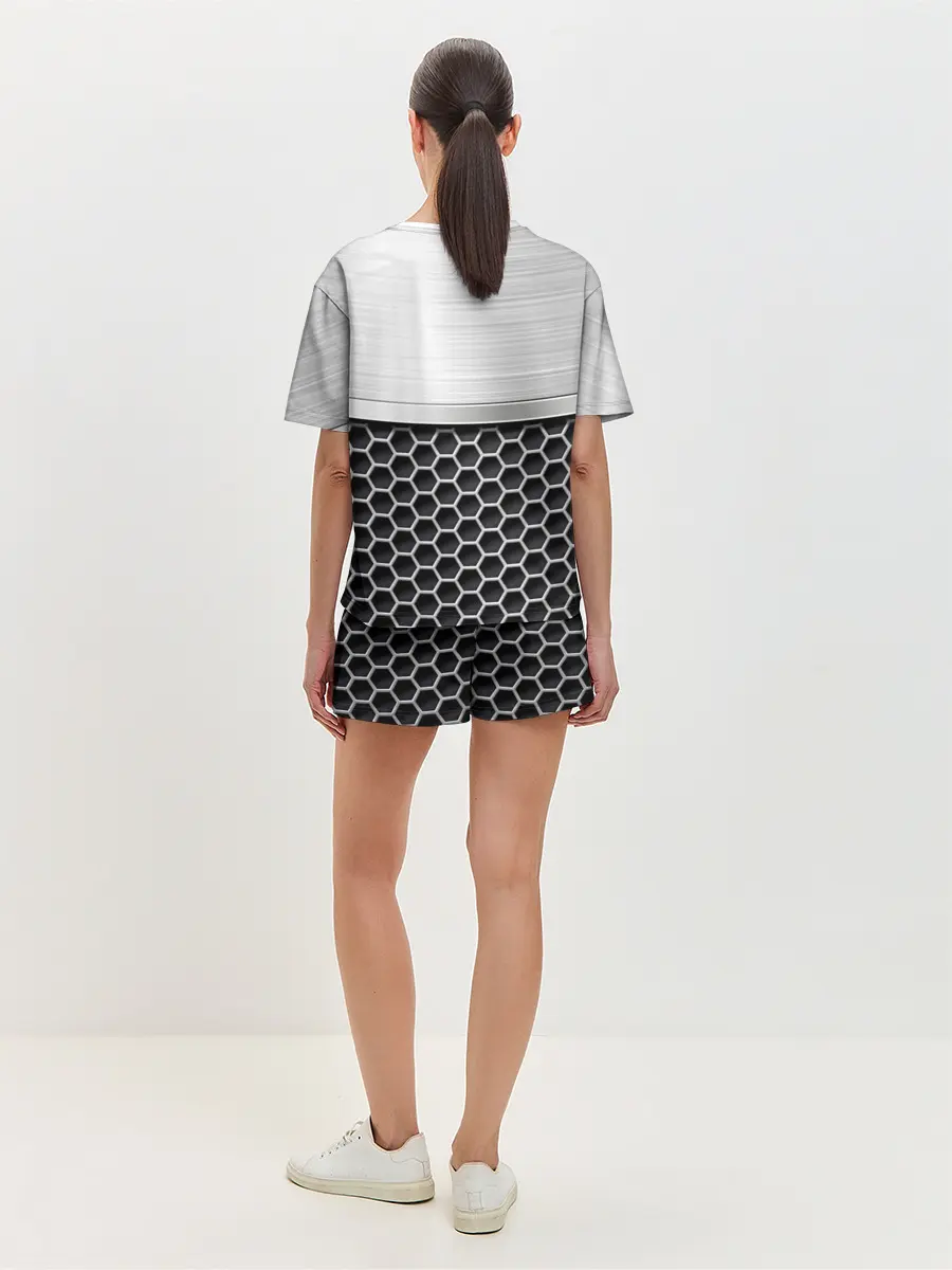 Женская пижама с шортами / Шевроле | Стальная решетка