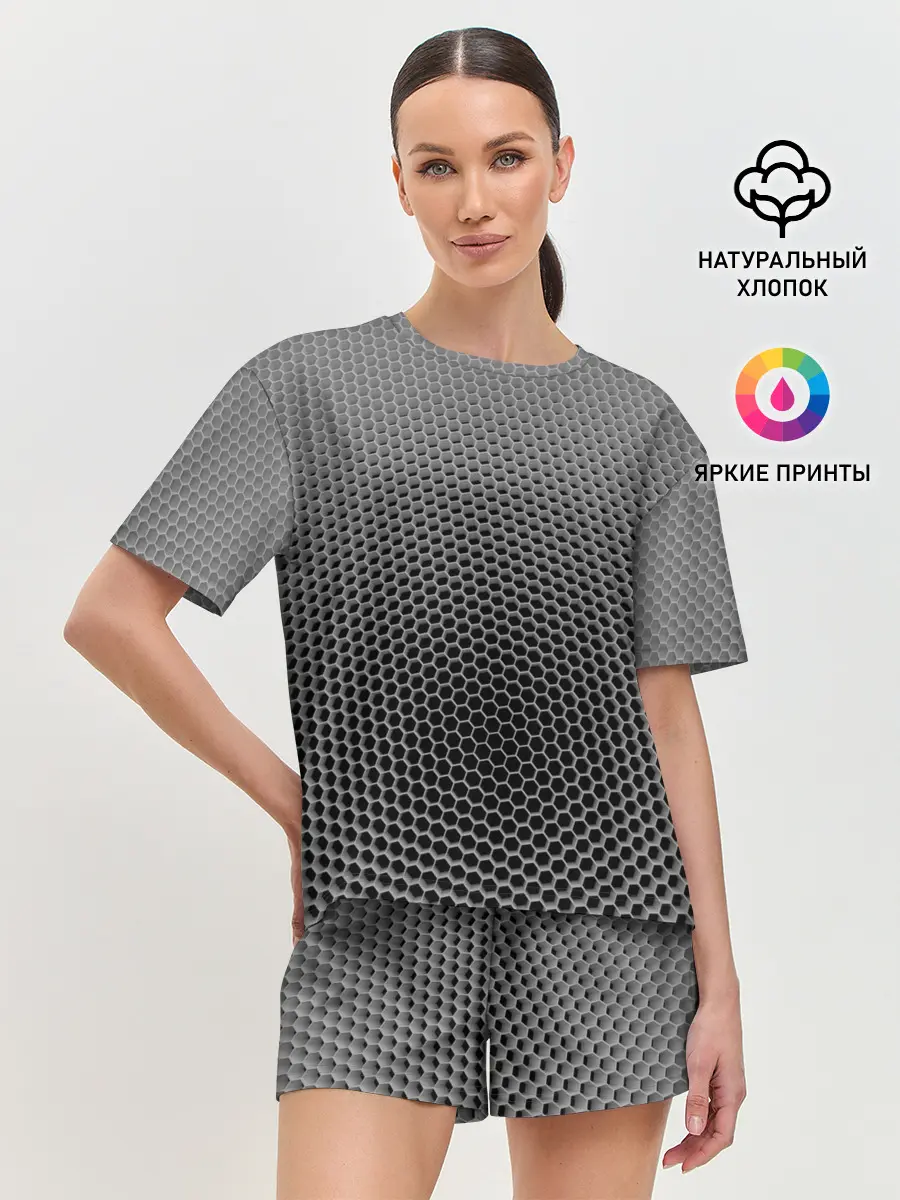 Женская пижама с шортами / шестиугольная сетка