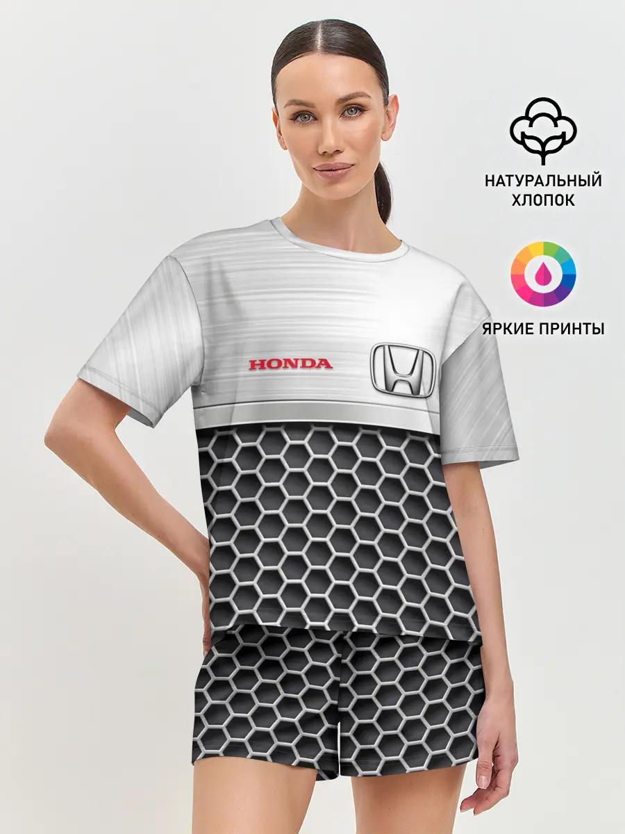 Женская пижама с шортами / HONDA | Стальная решетка