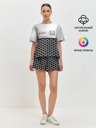 Женская пижама с шортами / HONDA | Стальная решетка