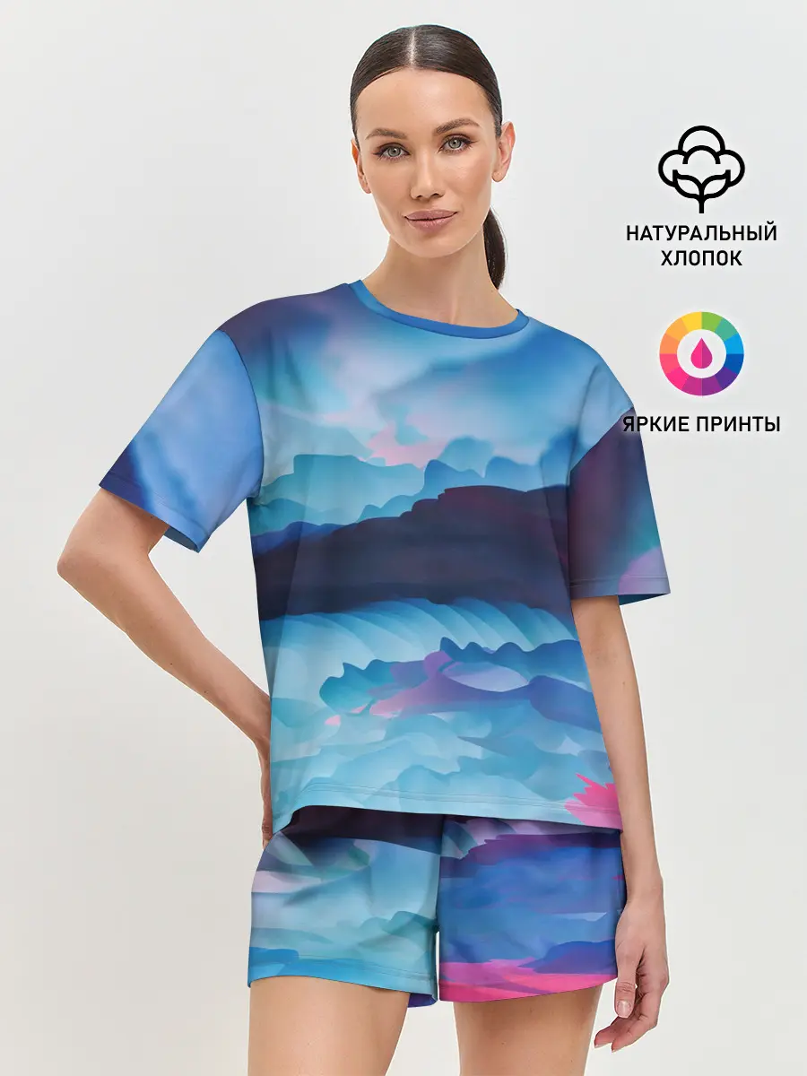 Женская пижама с шортами / Грозовые мазки