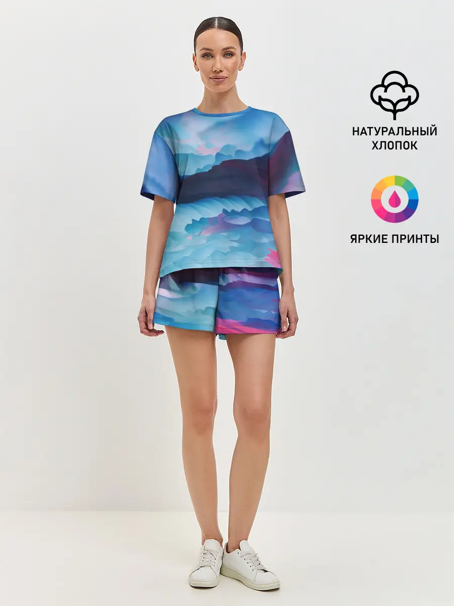Женская пижама с шортами / Грозовые мазки