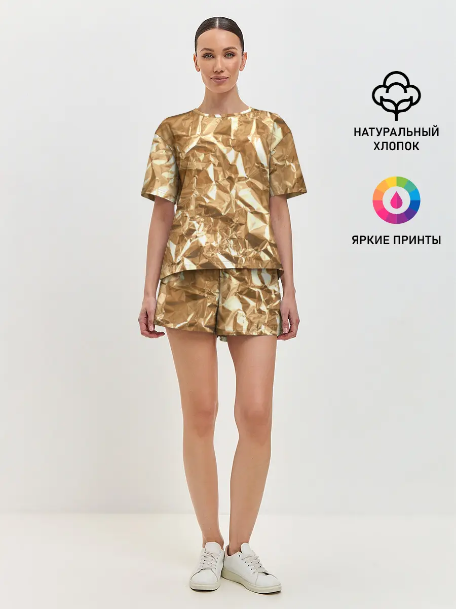 Женская пижама с шортами / Мятая Фольга