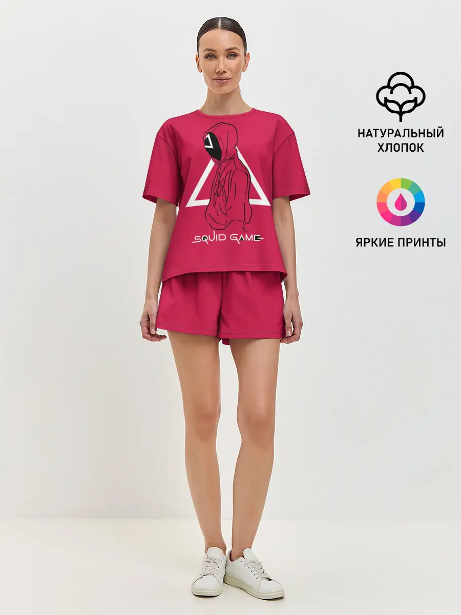 Женская пижама с шортами / Игра в кальмара: стражник треугольник