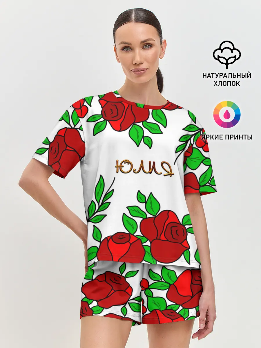 Женская пижама с шортами / Юлия в розах