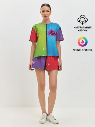 Женская пижама с шортами / Цветное рождество Snowflake