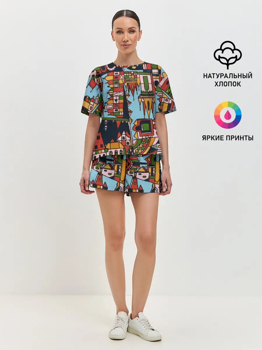 Женская пижама с шортами / Рождество в Праге