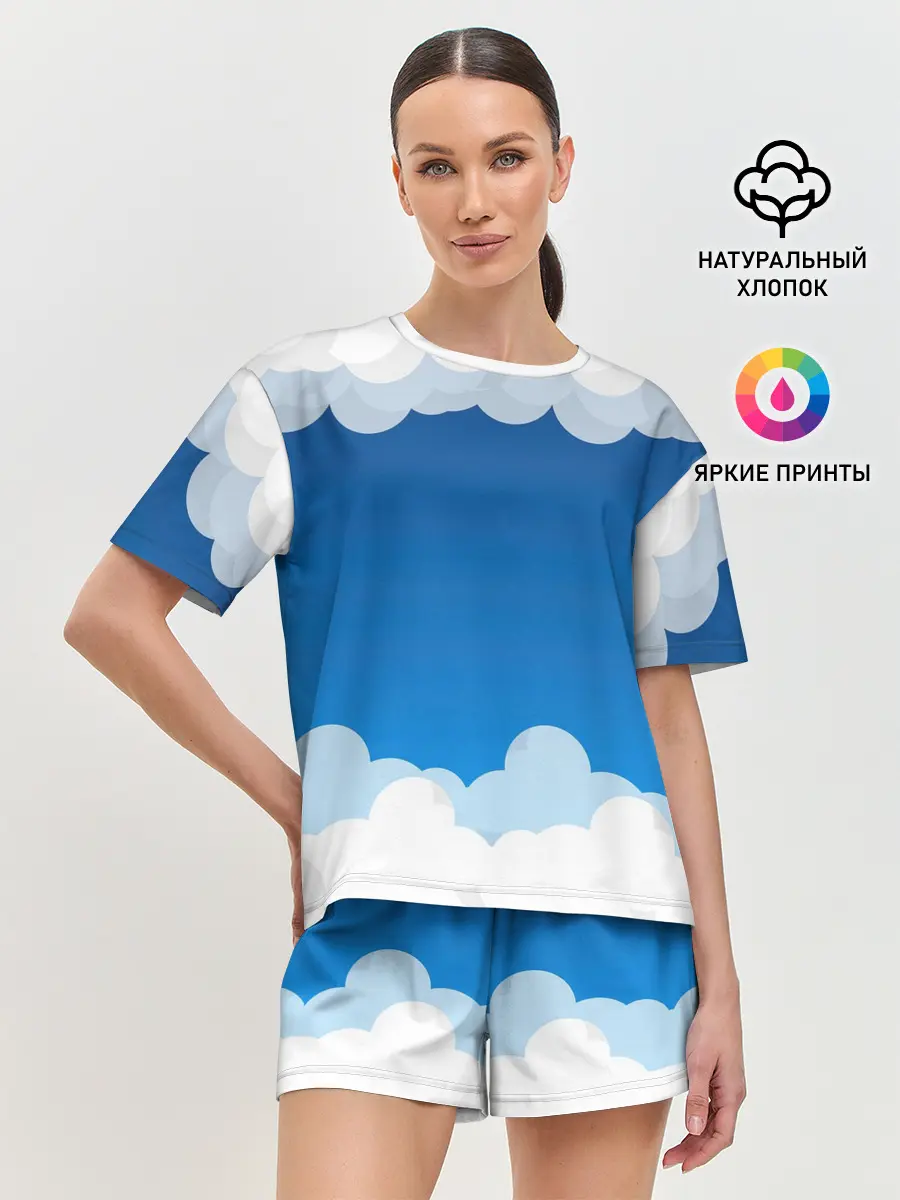 Женская пижама с шортами / Полёт в облаках