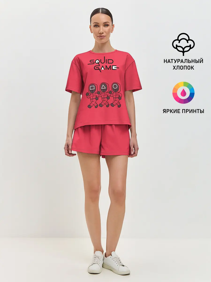 Женская пижама с шортами / Игра в кальмара: шагающие стражники