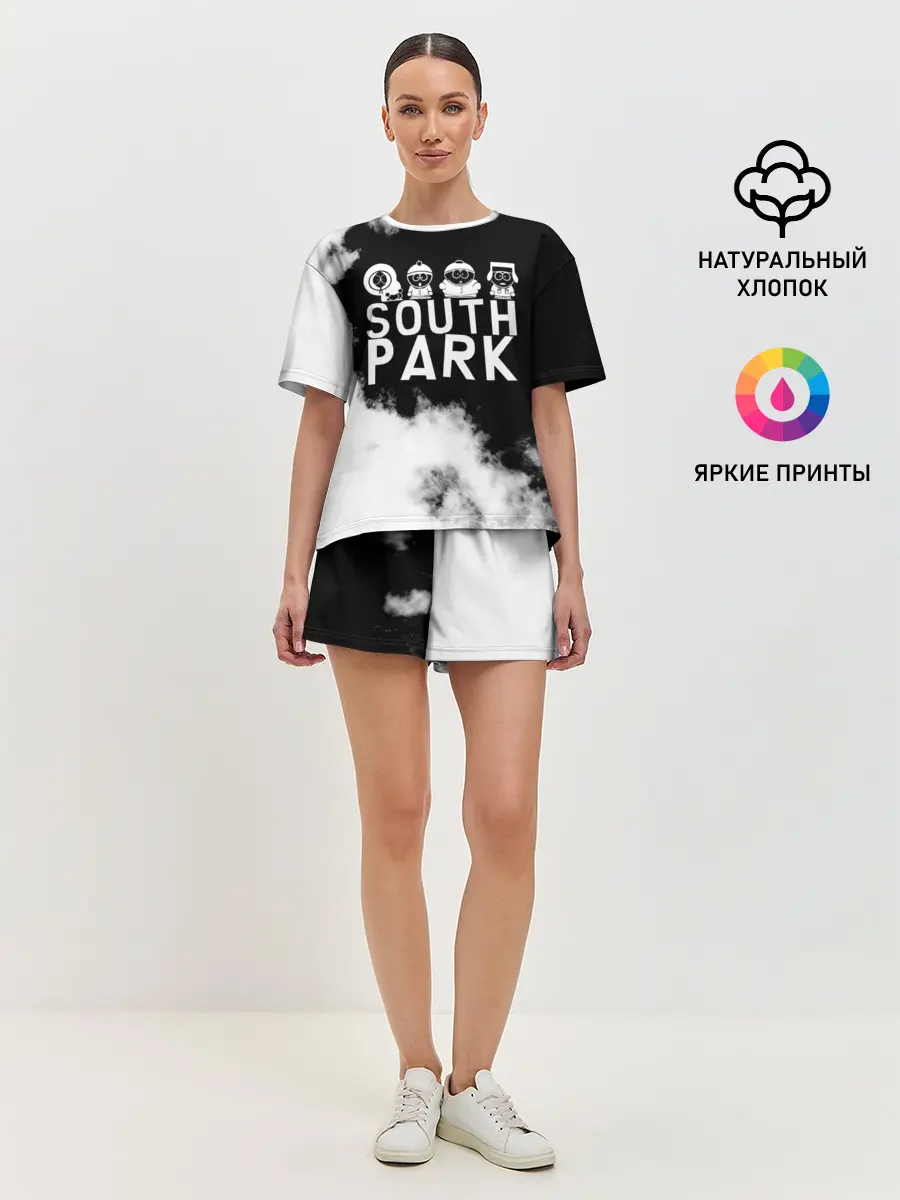 Женская пижама с шортами / Все пацаны на черном фоне Южный Парк