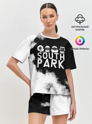 Женская пижама с шортами / Все пацаны на черном фоне Южный Парк