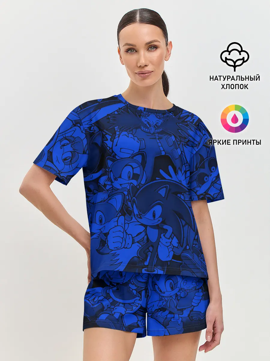 Женская пижама с шортами / SONIC BLUE PATTERN | СИНИЙ ЁЖ