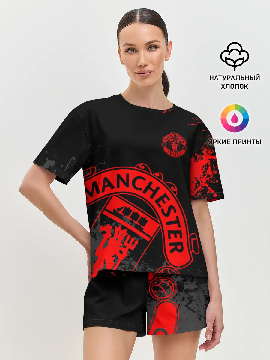 Женская пижама с шортами / МАНЧЕСТЕР ЮНАЙТЕД КРАСНЫЙ ЛОГО